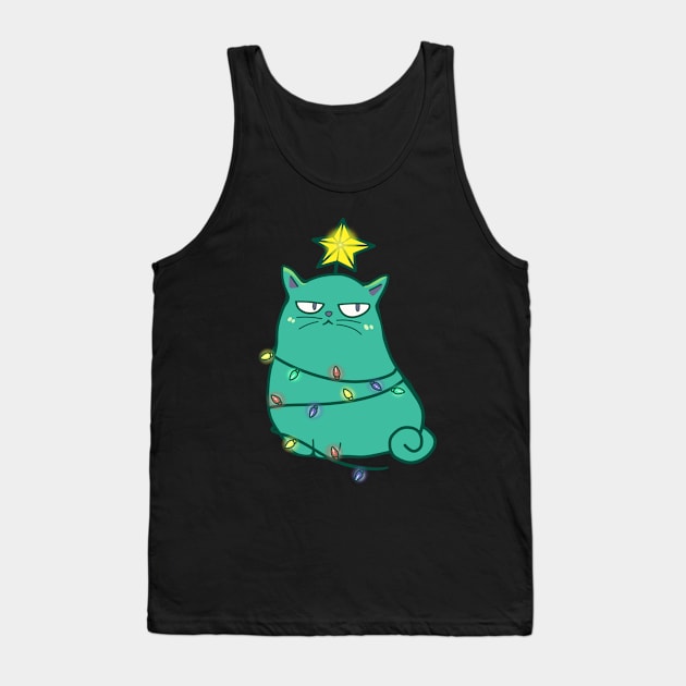 Grumpy Christmas cat Tank Top by Dr.Bear